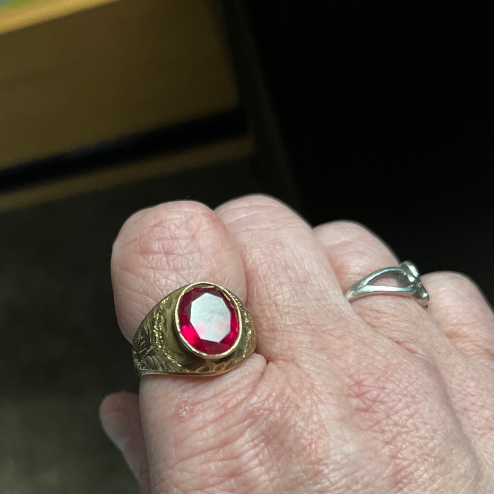 Gold Ring with Red Gemstone